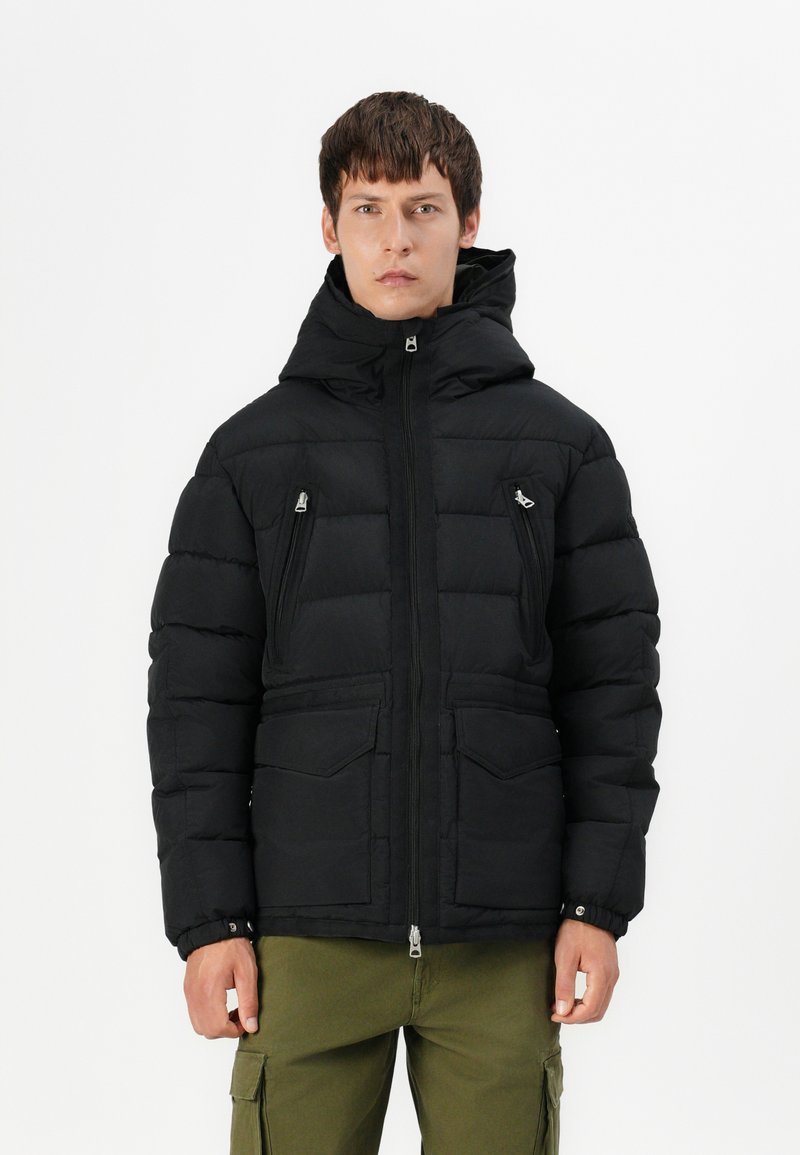 Replay CLASSIC HOODED PUFFER - Winter jacket - black