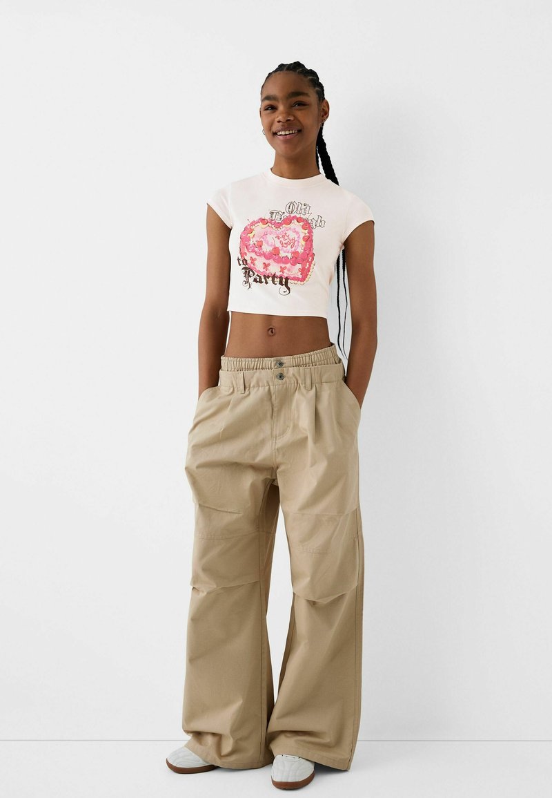 Bershka T-shirt print roze