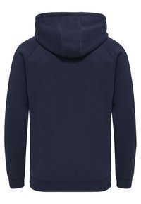 Marineblaue Kapuzenpullover aus einem weichen, warmen Material. Mit einer Kordelzugkapuze, gerippten Bündchen und Saum. Einfaches und funktionales Design.