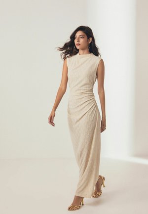 TEXTURED SLEEVELESS RUCHED - Maxi-jurk - ecru white