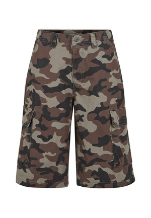 Karl Kani, SIGNATURE CAMO CARGO BAGGY SHORTS - Rövidnadrágok - olive/light olive/dark brown
