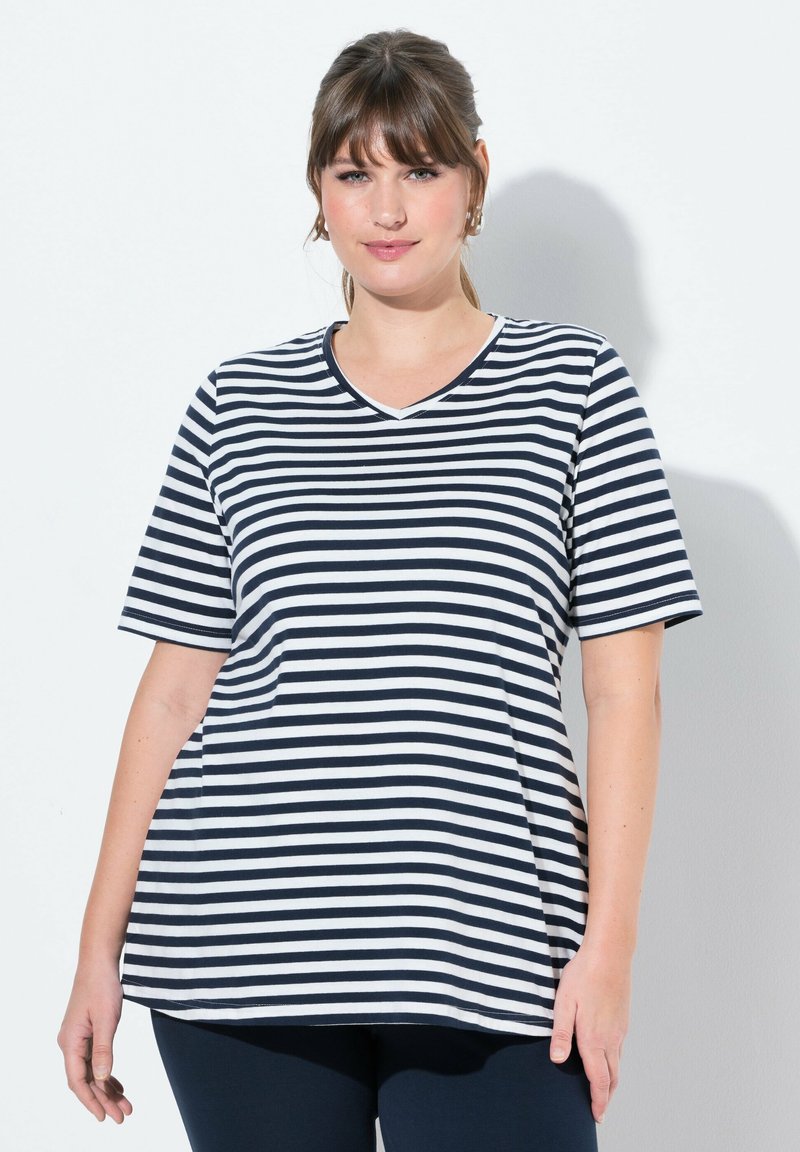 Ulla Popken 2 PACK STRIPED   - Triko s potiskem - marine