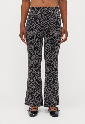 ONLSHINY FLARED GLITTER - Trousers - black/phantom