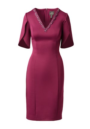 Adrianna Papell, BEADED SCUBA SHORT DRESS - Robe fourreau - cabernet