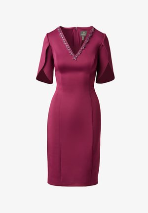 Adrianna Papell, BEADED SCUBA SHORT DRESS - Robe fourreau - cabernet