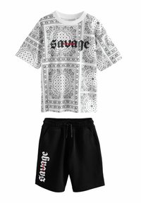 Next - RELAXED FIT-SHORT SLEEVE SET - Spodnji deli trenirk - white black paisley Miniaturna slika 1