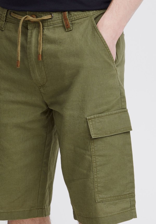 IDMOSATO LINEN MIX - Shorts - dark olive2