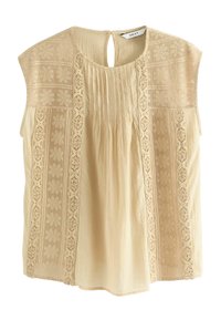 REGULAR FIT-SLEEVELESS PINTUCK WITH EMBROIDERY  - Toppi - neutral tan