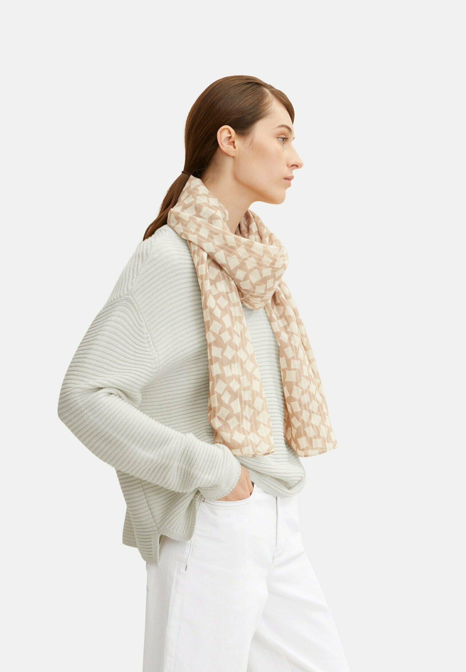 TOM TAILOR - Bufanda - large geometric design/beige - Zalando.es