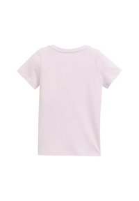 Light pink cotton t-shirt with short sleeves, round neckline, and a smooth texture. Plain design, no visible patterns or accents.