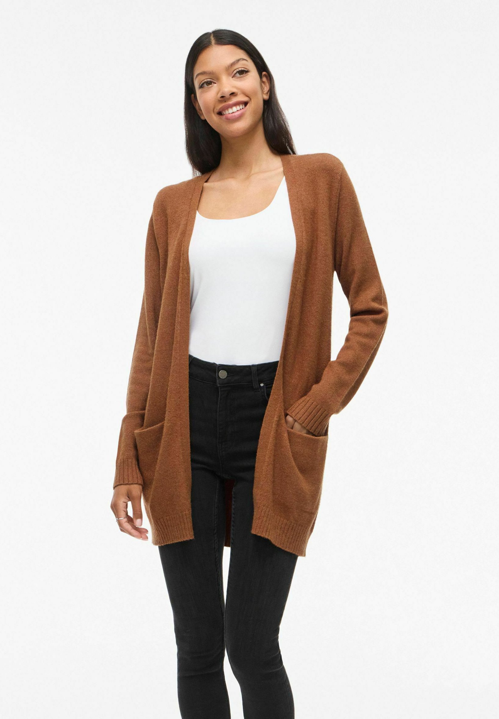 VILA VIRIL OPEN CARDIGAN Strickjacke argan oil/braun