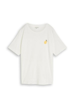 TOM TAILOR, TOM TAILOR T-SHIRT PLUS SIZE - T-SHIRT MIT HÄKEL-DETAIL - T-shirt con stampa - whisper white