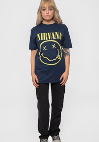 Paradiso Clothing NIRVANA YELLOW SMILEY - Print T-shirt - blue