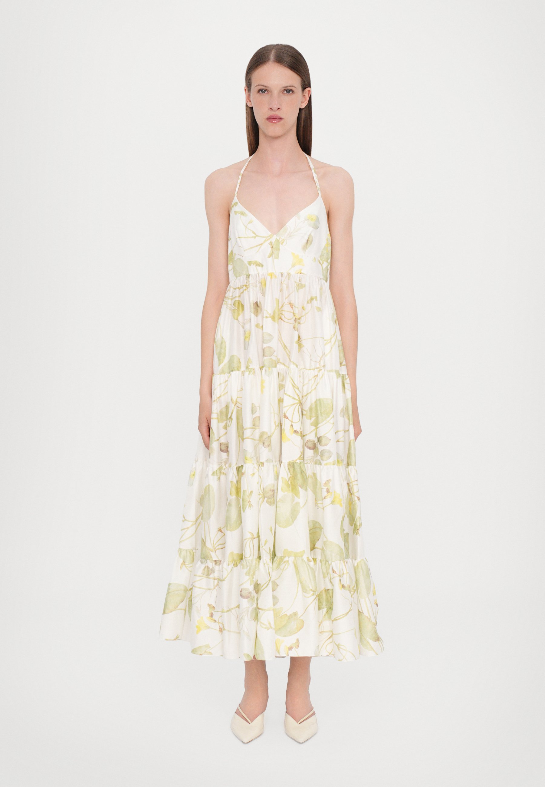 Erdem STRAPPY FIT AND FLARE DRESS - Maxi dress - lilypad/vine white/off- white - Zalando.ie