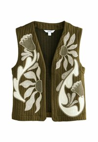 Next - REGULAR FIT - QUILTED FLORAL PATTERN EMBROIDERED  - Smanicato - khaki green Immagine in miniatura 1