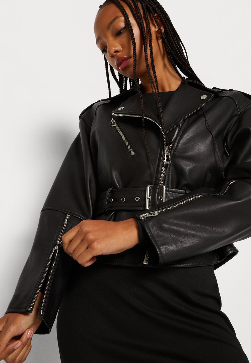 HUGO Laya - Leather jacket - black - Zalando
