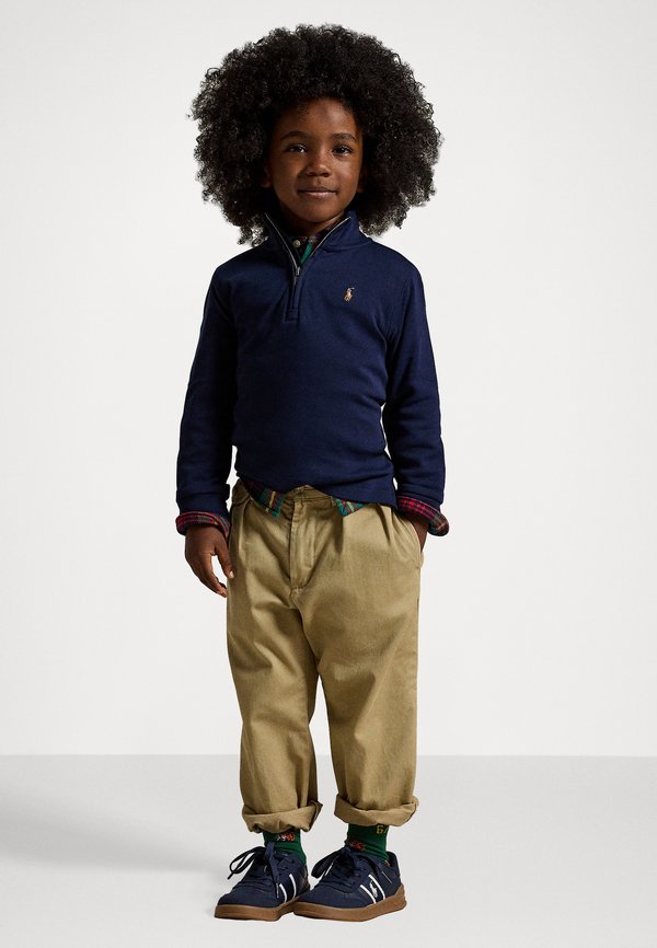 COTTON INTERLOCK QUARTER-ZIP PULLOVER - Long sleeved top