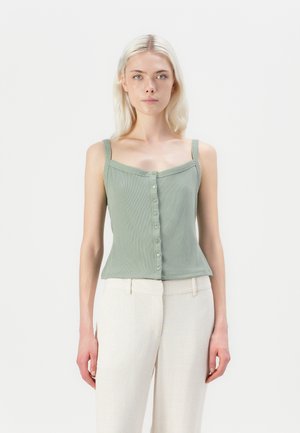 BARE POWDERED BUTTON THROUGH TANK - Topper - green