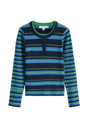 Next, REGULAR FIT - SUPERSOFT LONG SLEEVE HENLEY LAYER TOP - Maglione - blue green stripe