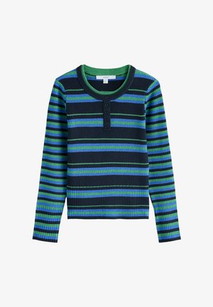 Next, REGULAR FIT - SUPERSOFT LONG SLEEVE HENLEY LAYER TOP - Maglione - blue green stripe