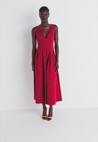 VILA VIWELLY DEEP V NECK ANCLE DRESS - Haljina od žerseja - beet red