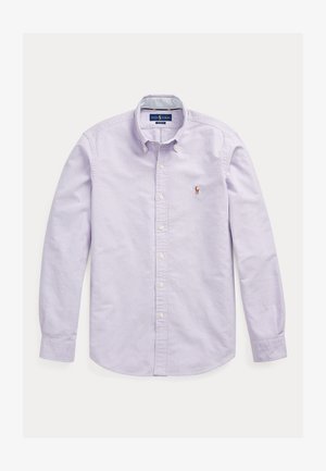 Lys lilla, langermet skjorte med knapper laget av teksturert bomull, med klassisk krage og liten brodert logo på brystet.