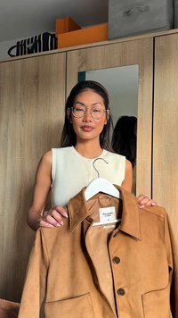 Abercrombie & Fitch Vegan Suede Button-Through Jacket - Übergangsjacke - tannin
