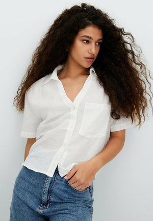 RUSTIKALES MIT VERSTÄRKTEM KRAGEN - Button-down blouse - off white