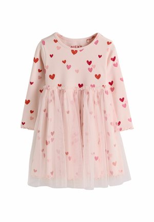 Next, LONG SLEEVE RIBBED MESH DRESS - Vestido de punto - pink hearts