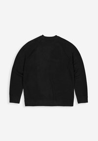 Schwarzer Crewneck-Sweatshirt mit Raglanärmeln, gerippten Bündchen und Saum, aus weichem, strukturiertem Stoff; simples Design ohne Muster oder Akzente.