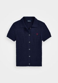 CABLE COTTON SHORT SLEEVE POLO CARDIGAN - Cardigan - hunter navy