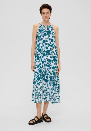 s.Oliver BLACK LABEL, LONGUEUR MIDI À MOTIF À FLEURS - Jurk - petrol