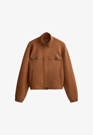 OYSHO, HIGH-NECK CROPPED JACKET - Veste légère - cognac