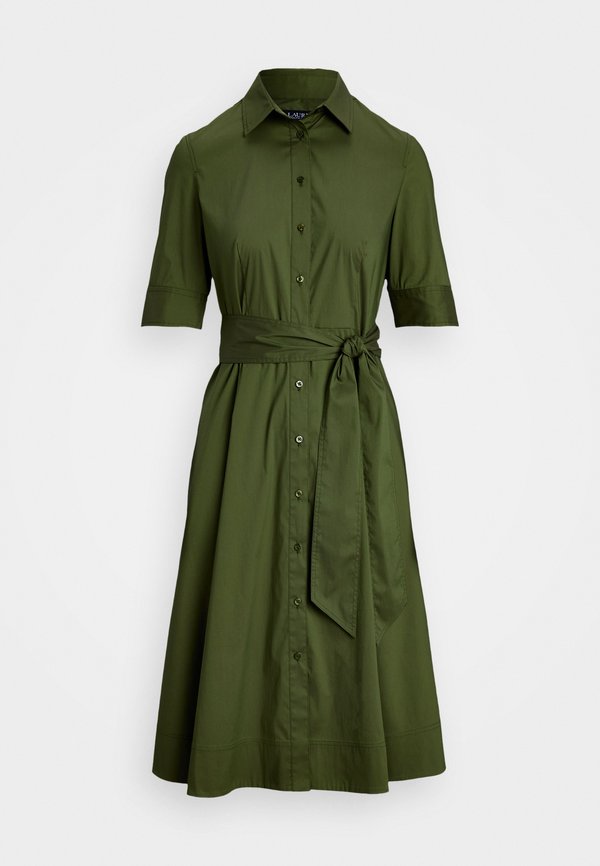 Belted Cotton Blend Shirtdress - Shirt dress - olive grove3