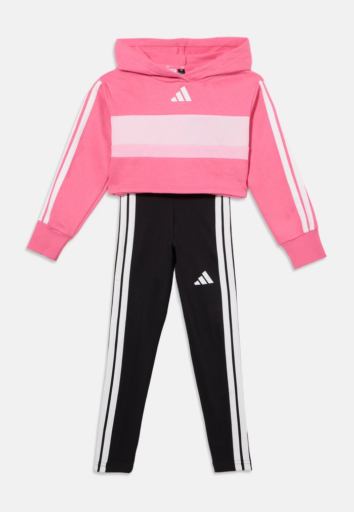 adidas JUNIOR GIRL 3 STRIPES TIBERIO SET - Chándal - pink fusion/white/clear pink