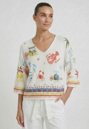 Oui PULLOVER - Trui - white red