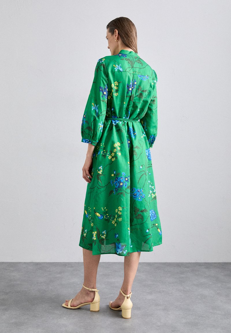 slim fit dress slacks Floral Print Textured Midi Dress, Painted Bloom Navy / 10