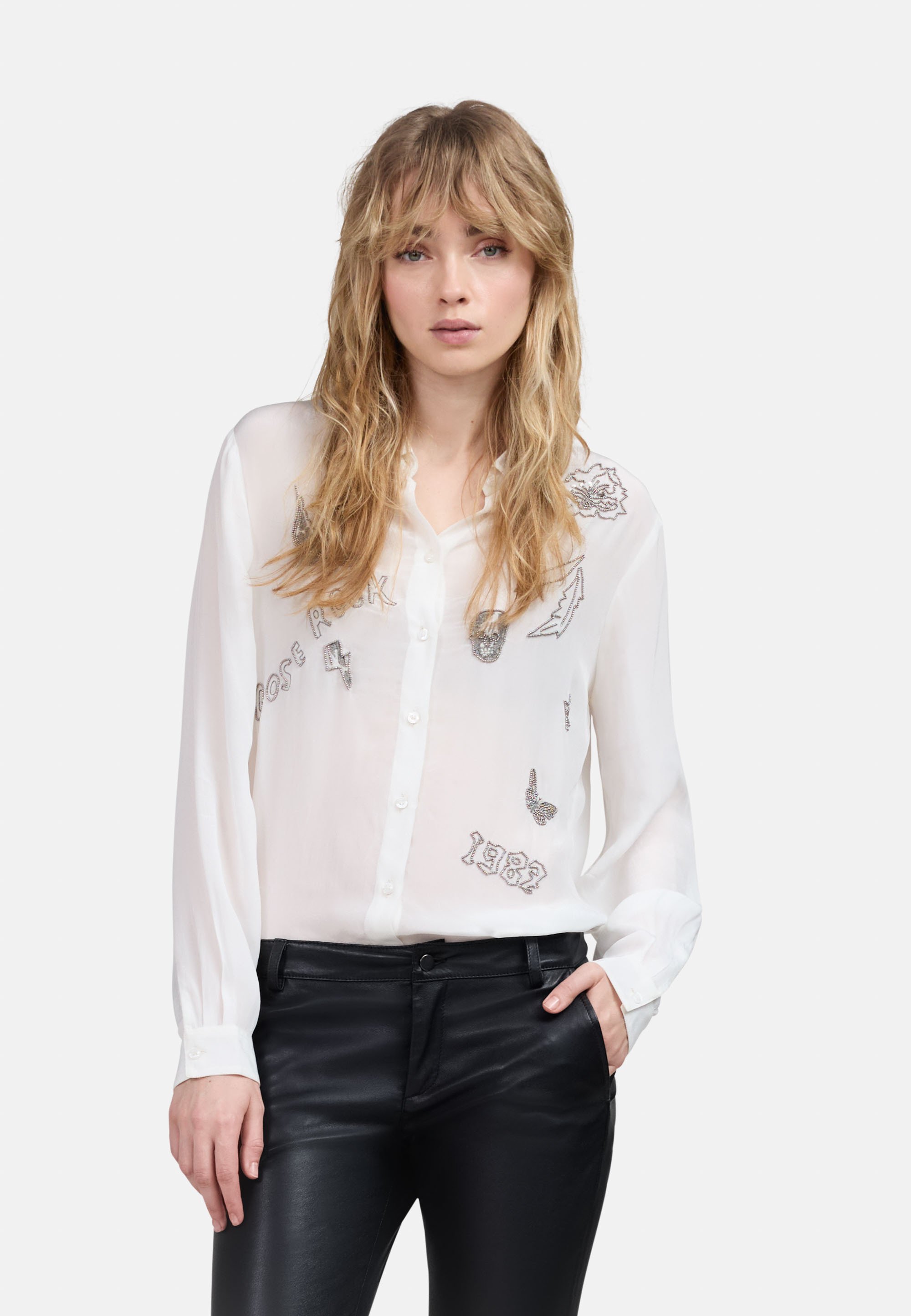 Chemisier Blanc IKKS Taille 38 - En Jean Coton - Occasion Très Bon état - Département Femme