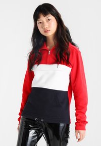 Urban Classics - LADIES COLOR BLOCK  - Kapuzenpullover - firered/navy/white Thumbnail-Bild 1