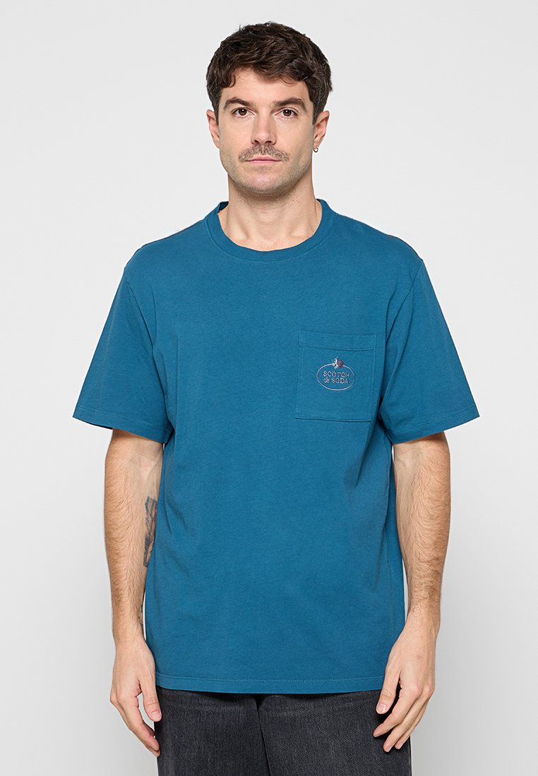 Scotch & Soda T-shirt basic blauw