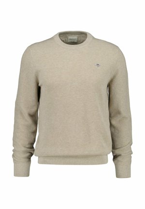 MIT RUNDHALS C-NECK, MICRO TEXTURED  - Sweatshirt - beige