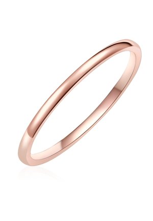 Tynd poleret rosaguldsring med glatte afrundede kanter og et simpelt, minimalistisk design på hvid baggrund.