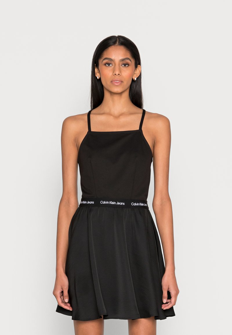 Calvin Klein Jeans LOGO STRAPS FABRIC MIX DRESS Freizeitkleid black