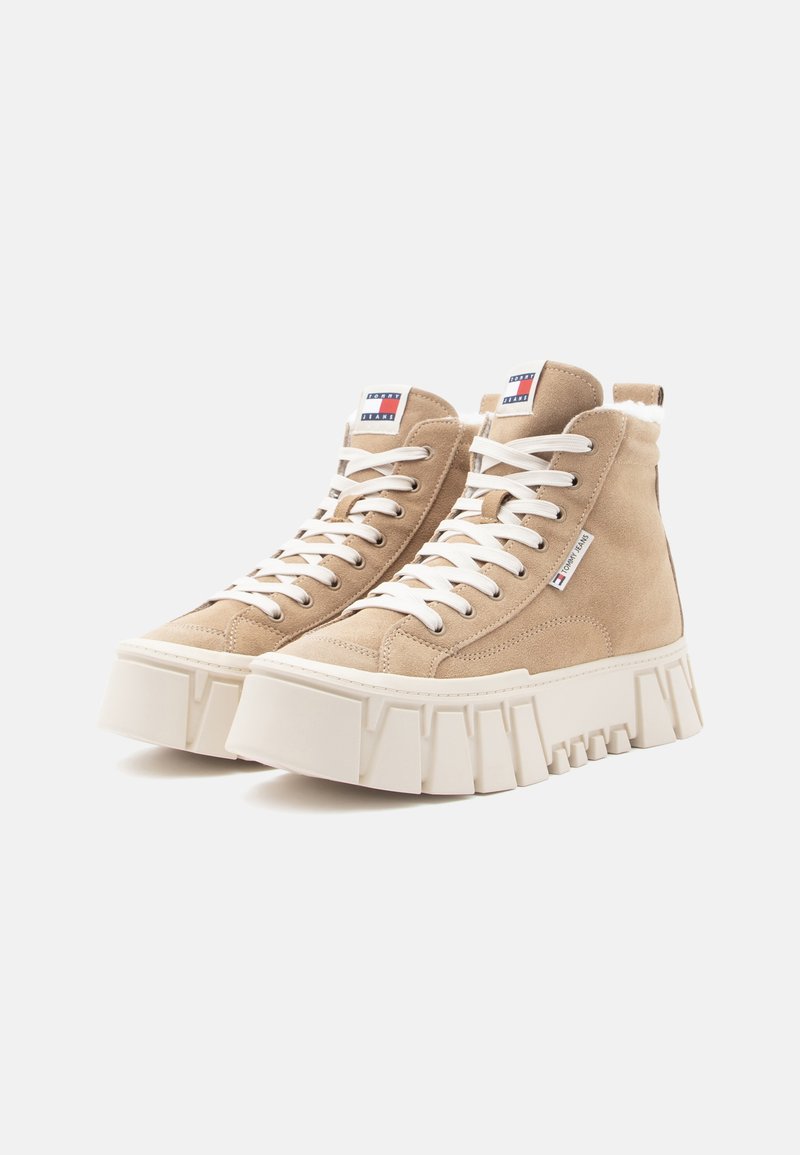 Tommy Jeans VULC FLATFORM High-top trainers bronze twist/beige