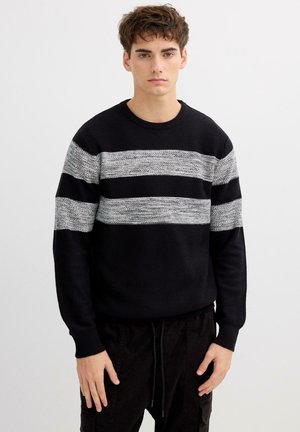 A RAYAS CON CUELLO REDONDO - Jersey de punto - black