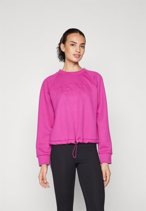 DKNY VARSITY PLACED PUFF LOGO PULLOVER WITH BUNGEE - Sportinis megztinis - orchid glow