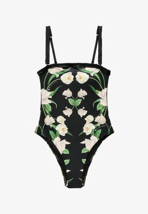 B by Ted Baker TUMMY CONTROL FLORAL RUFFLE - REGULAR FIT - Costume da bagno - black
