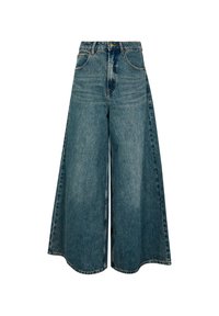 Wijdgevallen denim broek in een middelhoge blauwtint, met een hoge taille, voorzakken en een schone afwerking aan de zoom. Van niet-elastisch katoen.