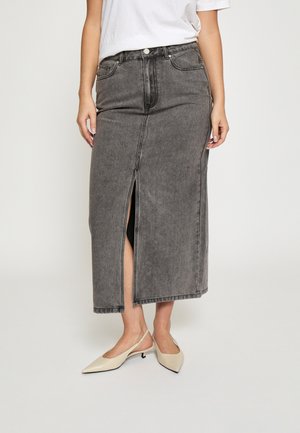 NOVA MIDI - A-snit nederdel - light grey wash