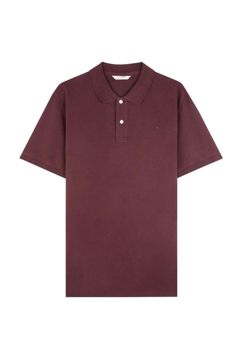 Bordeaux polo skjorte lavet af struktureret stof, med klassisk krave, tre-knaps placket og et lille logo på venstre bryst.
